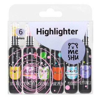 Набор текстовыделителей 'Meowspace' 6 неоновых цветов, MESHU