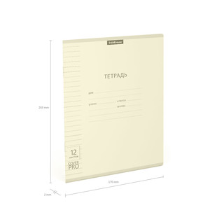 Тетрадь CoverPrо Pastel, 12 л, линейка, скоба, пластиковая обложка, ErichKrause, бежевый 4