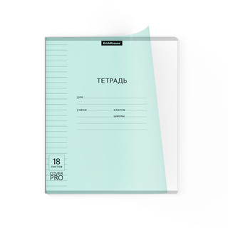 Тетрадь CoverPrо Pastel, 18 л, линейка, скоба, пластиковая обложка, ErichKrause, мятный 2