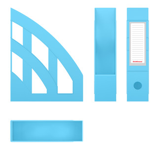 Подставка для бумаг Office, Pastel, 75мм, вертикальная пластиковая, голубая 2