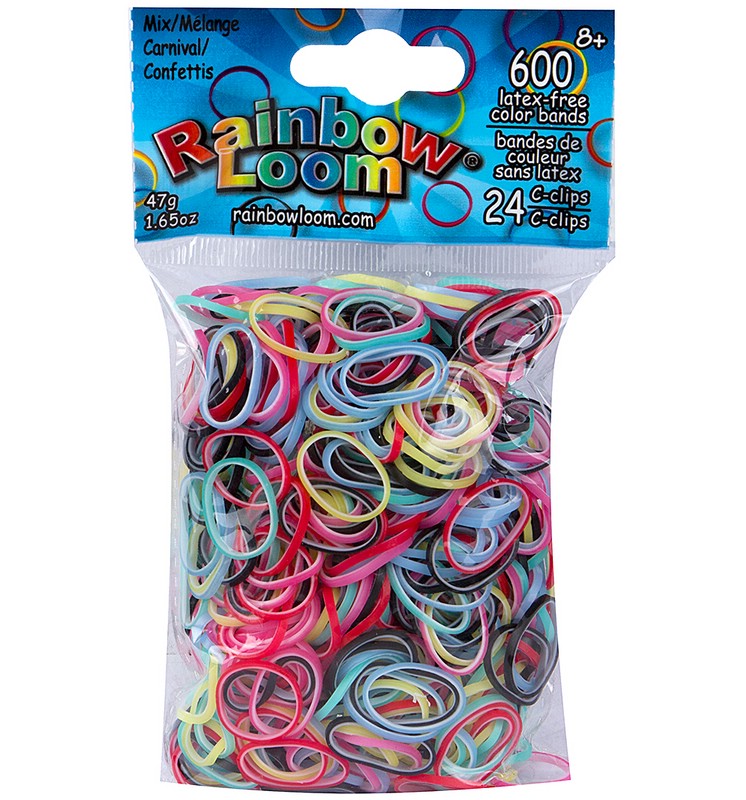 Резинки для плетения браслетов Rainbow Loom 'Карнавал микс', 600 резиночек В0166