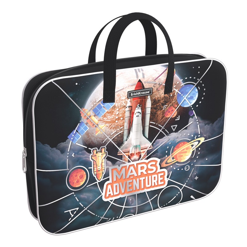 Папка текстильная на молнии с ручками Mars Adventure, A4+