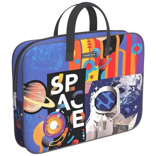Папка 'Cosmonaut' А4+, текстильная на молнии, с ручками, ErichKrause