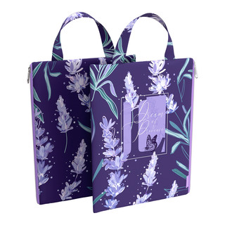 Папка текстильная Lavender, на молнии, А4, вертикальная, с ручкой