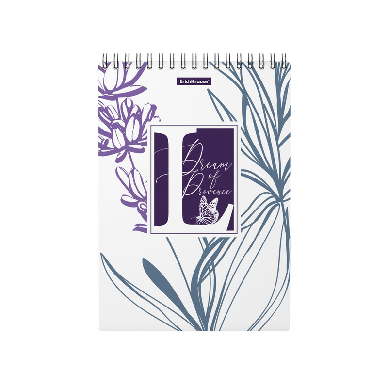 Блокнот Lavender, А5, 80 л, клетка, на спирали, пластиковая обложка, ErichKrause