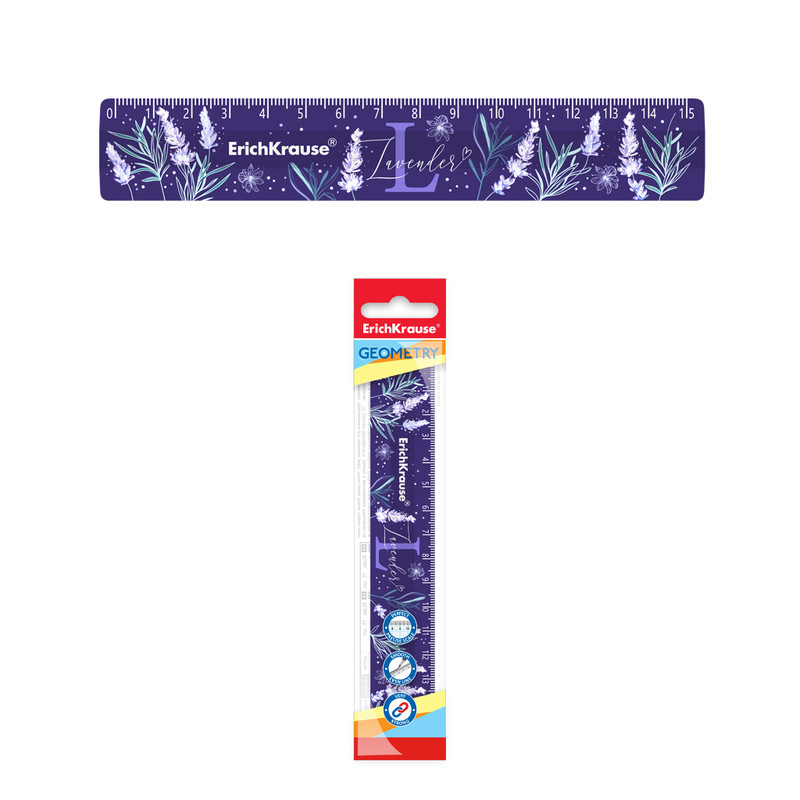 Линейка 15см, пластик, Lavender, ErichKrause, фиолетовый
