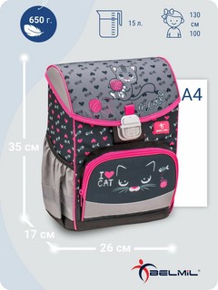 Ранец Belmil Click Cat с наполнением (пенал, мешок для обуви) 5