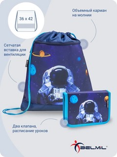 Ранец Belmil Click Spaceman с наполнением (пенал, мешок для обуви) 11