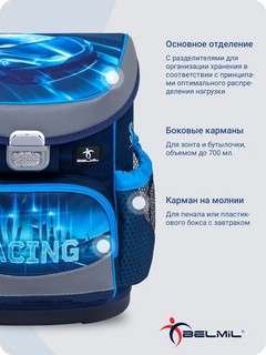 Ранец Belmil Mini Fit Racing с наполнением (пенал, мешок для обуви) 9