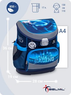 Ранец Belmil Mini Fit Racing с наполнением (пенал, мешок для обуви) 8