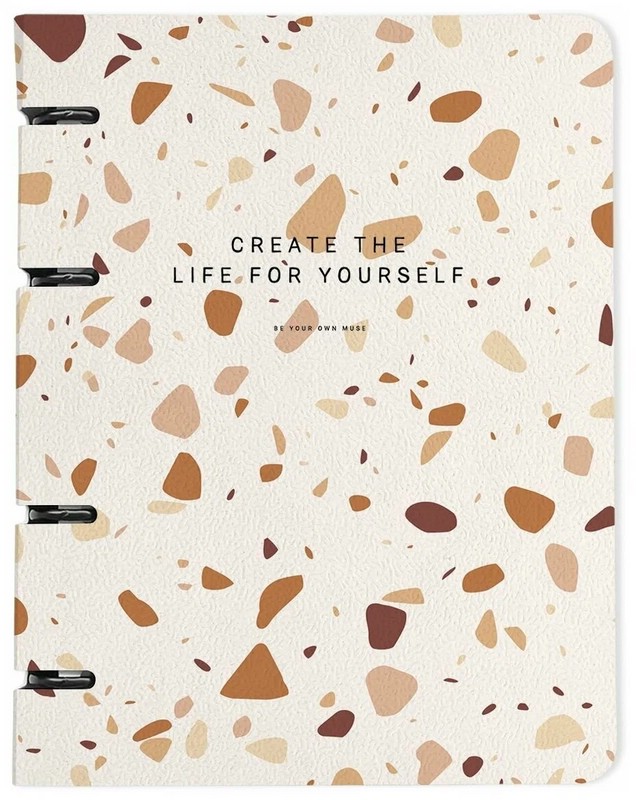 Тетрадь на кольцах А5, 120 л, клетка, 'Terrazzo' бежевый