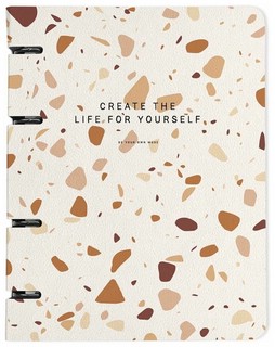 Тетрадь на кольцах А5, 120 л, клетка, 'Terrazzo' бежевый 1