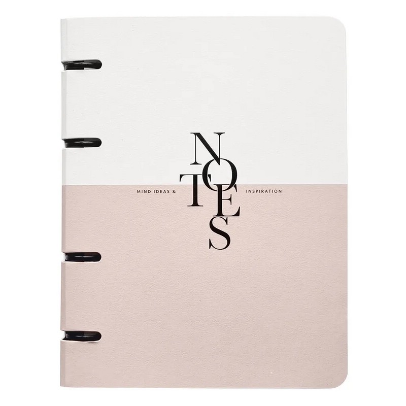 Тетрадь А5 на кольцах, 120 л, клетка, 'Notes' белый/розовый