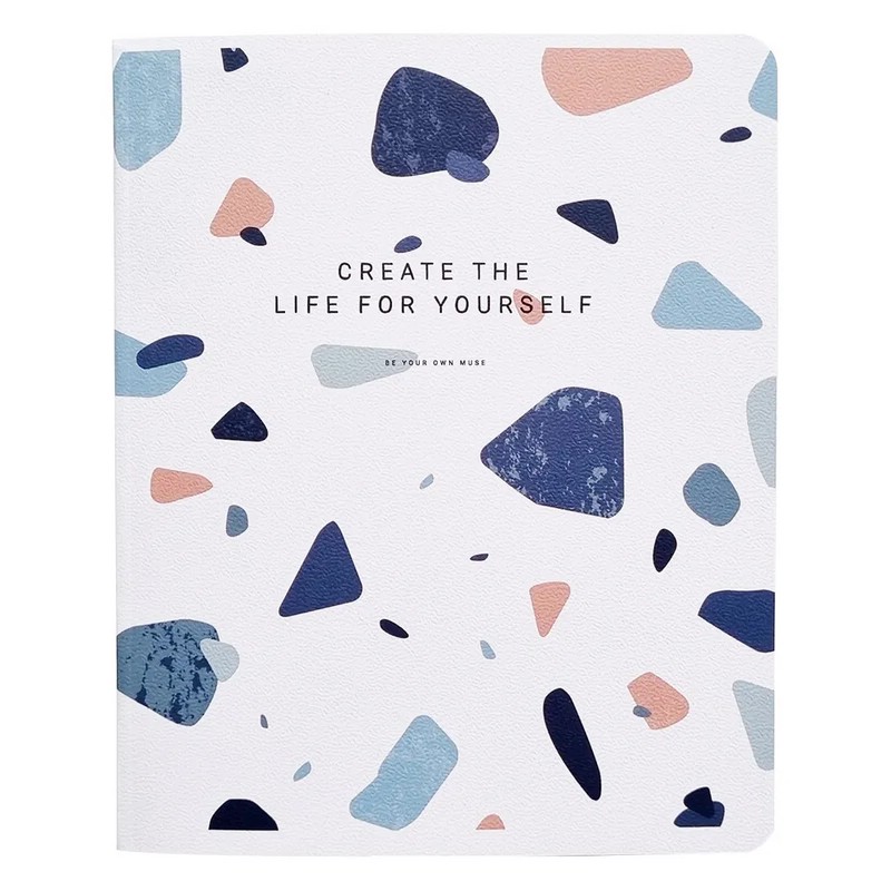 Тетрадь А5, 48 л, клетка, на скрепке, 'Terrazzo' голубой