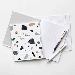 Тетрадь А5, 48 л, клетка, на скрепке, 'Terrazzo' голубой 3