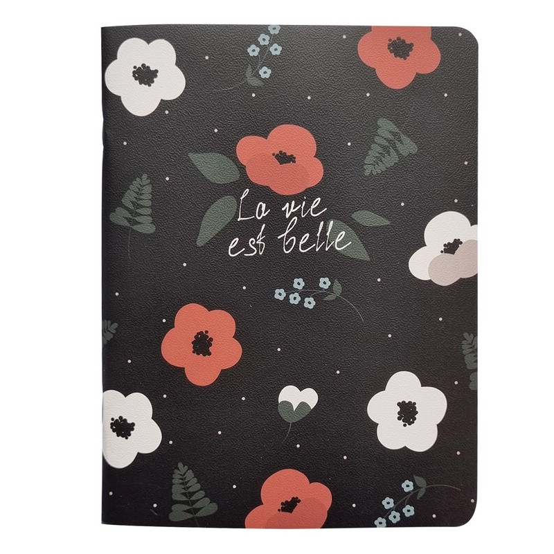 Тетрадь А5, 48 л, клетка, скрепка, мягкий переплет 'Pretty' черный