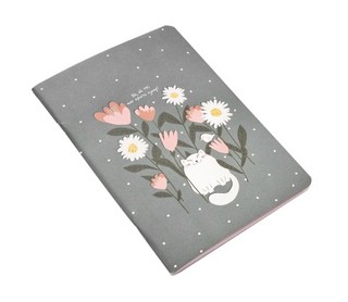 Тетрадь А5, 48 л, клетка, скрепка 'Mur-Mur' (серая, цветы) 3