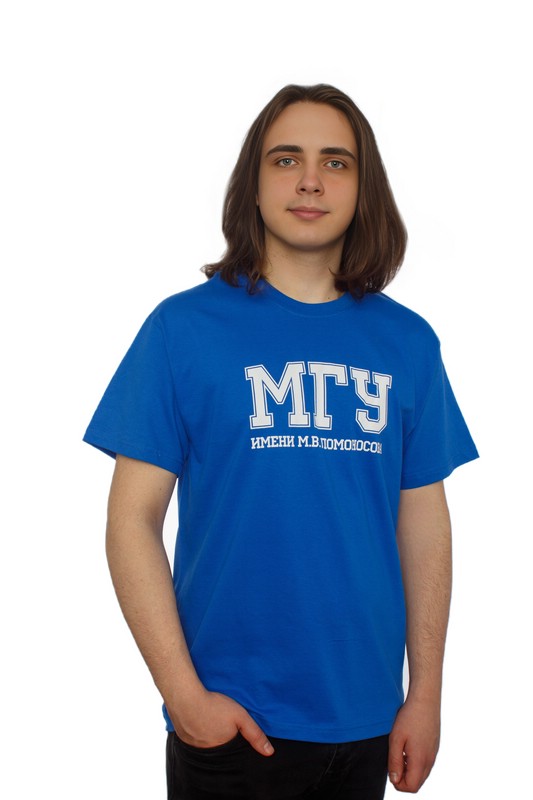 Футболка с надписью МГУ имени М.В. Ломоносова на русском языке