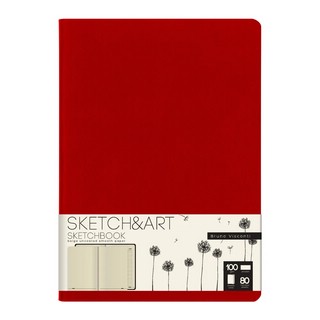 Скетчбук Sketch&Art Original, А4, 80 л, бежевая бумага, красный