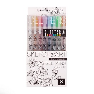 Набор гелевых ручек 'Sketch&Art' Uni Write.GLITTER 1.0 мм, 8 цветов, с блёстками
