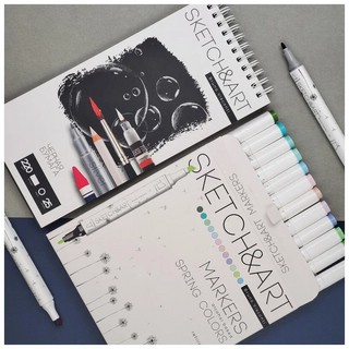 Набор скетч маркеров Sketch&Art. Весенний пейзаж, двусторонние, 12 цветов 7