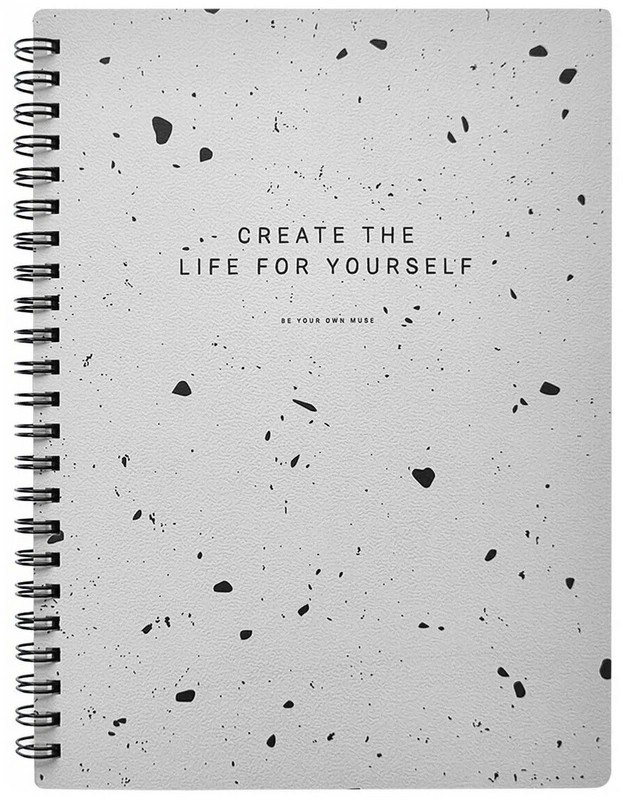 Тетрадь А5, 96 л, клетка, на пружине, мягкий переплет, 'Terrazzo' серый