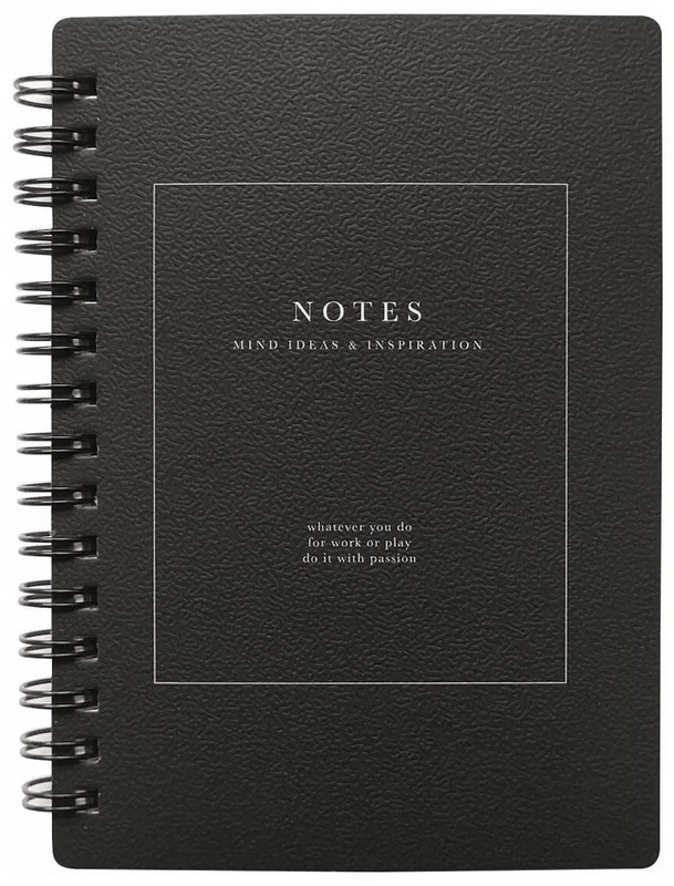 Блокнот 'Notes' для записей А6, 80 л, клетка, на пружине, черный