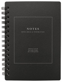 Блокнот 'Notes' для записей А6, 80 л, клетка, на пружине, черный 1