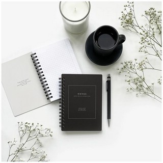 Блокнот 'Notes' для записей А6, 80 л, клетка, на пружине, черный 2