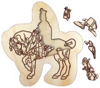 Пазл деревянный для раскрашивания 'Рыцарь на коне' 12 деталей, Полноцвет 2