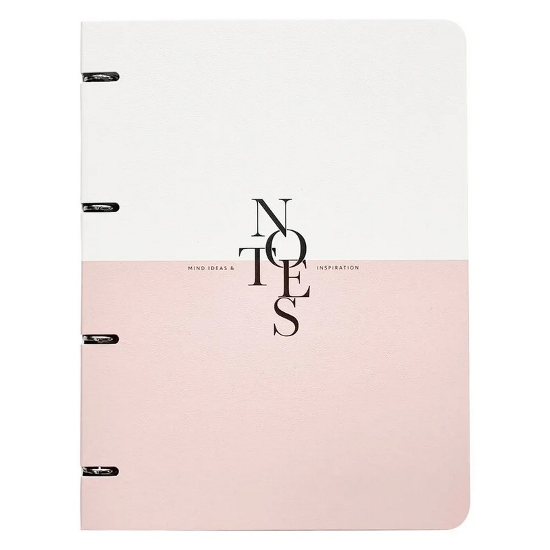 Тетрадь А4+ на кольцах, 120 л, клетка, 'Notes' белый/розовый