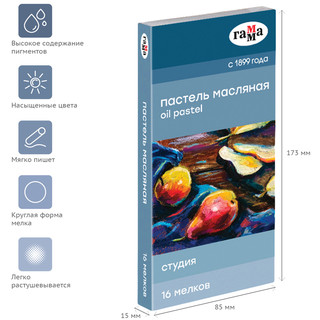 Пастель масляная 16 цветов 'Студия' картонная упаковка 4