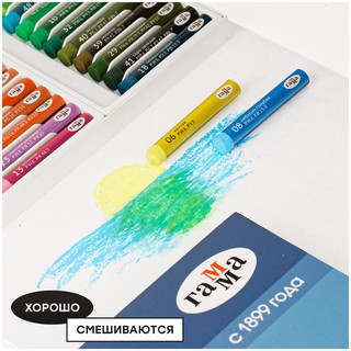 Пастель масляная 50 цветов 'Студия' картонная упаковка 5