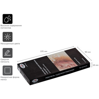 Пастель художественная 12 цветов 'Старый мастер. Портрет' картонная упаковка 4