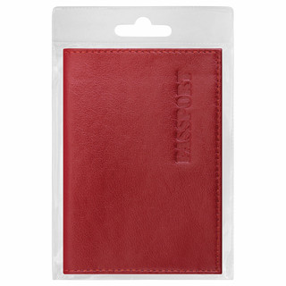 Обложка для паспорта натуральная кожа PASSPORT красная 3