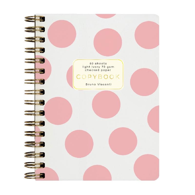 Тетрадь 'Salmon Polkadot' А6, 60 листов, клетка, на пружине