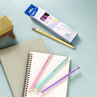 Карандаш чернографитный Deli Macaron HB деревянный с ластиком в ассортименте 10