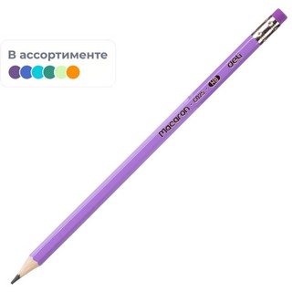 Карандаш чернографитный Deli Macaron HB деревянный с ластиком в ассортименте 11