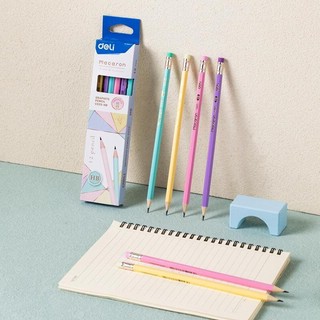 Карандаш чернографитный Deli Macaron HB деревянный с ластиком в ассортименте 6