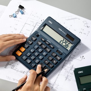 Калькулятор настольный полноразмерный Deli EM888 12-разрядный, серо-синий 2