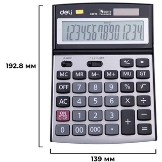 Калькулятор настольный Deli 39229 14-разрядный, серебристый 6
