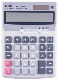 Калькулятор настольный Deli Core E1507 12-разрядный, светло-серый