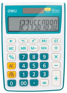Калькулятор настольный Deli E1238/BLUE, 12-разрядный, синий