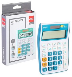 Калькулятор настольный Deli E1238/BLUE, 12-разрядный, синий 4
