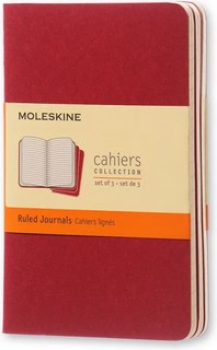 Блокноты Moleskine Cahier Journal Pocket 90x140 мм, 32 л, 3 шт.в наборе, цвет клюквенный