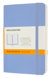 Записная книжка в линейку Moleskine 'Classic Soft' Pocket, 90x140 мм 192 стр мягкая обложка, голуб