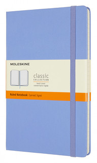 Записная книжка в линейку Moleskine 'Classic' Large, 130х210 мм 240 стр, обложка голубая гортензия