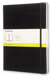 Записная книжка нелинованная Moleskine 'Classic' XLarge 190х250 мм 192 стр, обложка черная