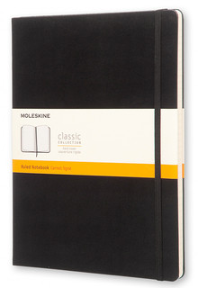 Записная книжка в линейку Moleskine 'Classic' XLarge 19х25 см 192 стр, твердая обложка черная