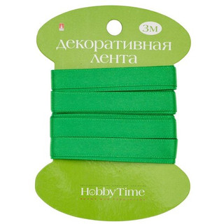 Лента декоративная атласная, 9мм х 3м, зеленая